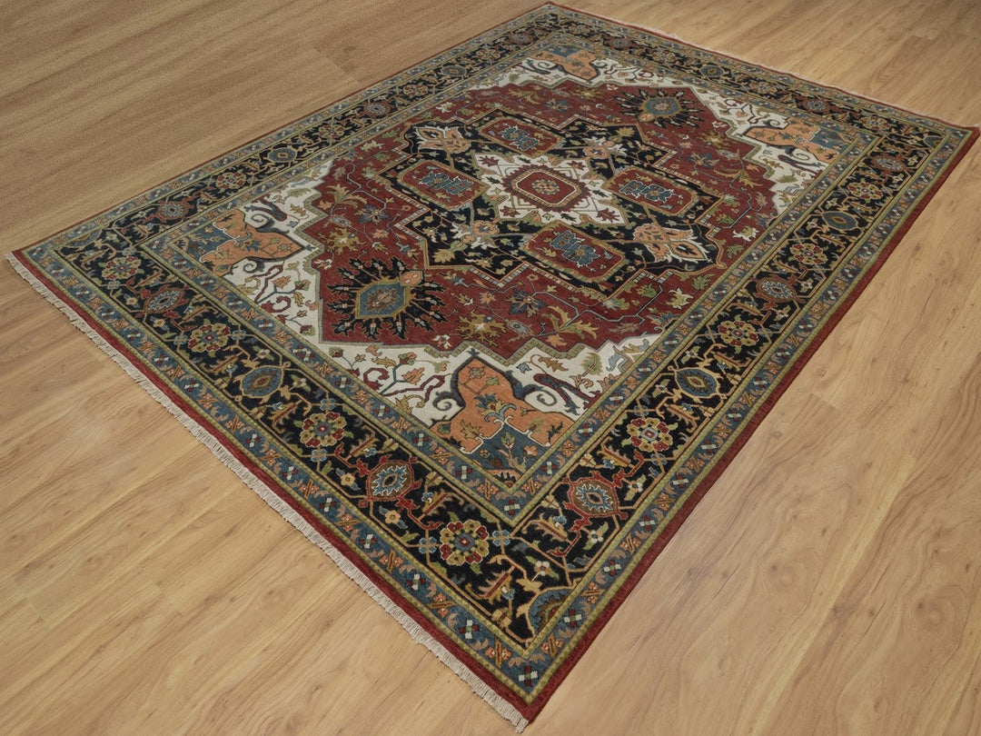 7'8" x 10'0" New Hand Knotted Red Wool Rectangle Oriental Rug - MOA10292046