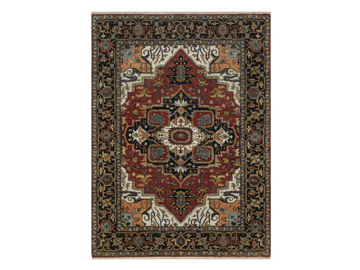 5'1" x 6'11" New Hand Knotted Red Wool Rectangle Oriental Rug - MOA10292047