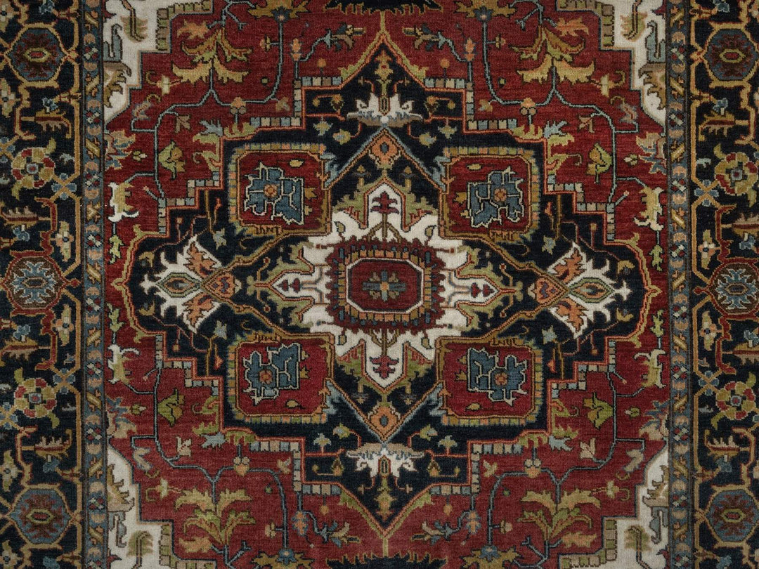 5'1" x 6'11" New Hand Knotted Red Wool Rectangle Oriental Rug - MOA10292047