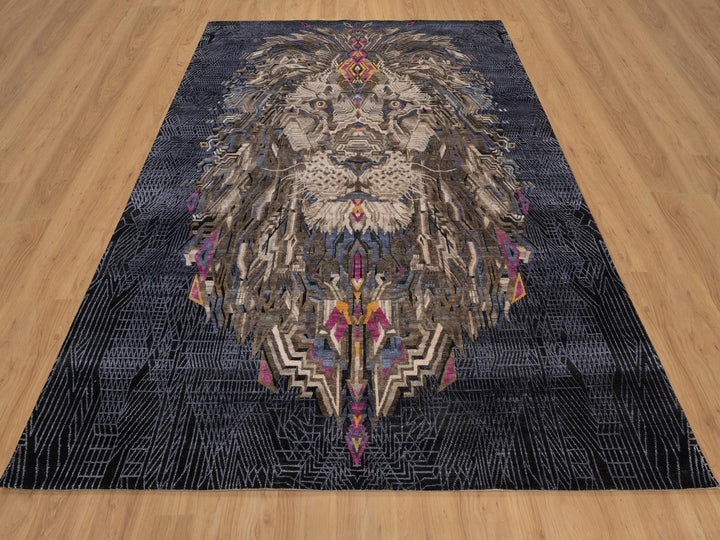 7'10" x 10'1" New Hand Knotted Brown Wool & Silk Rectangle Oriental Rug - MOA10292049