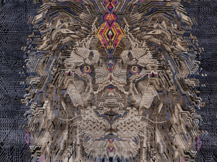 7'10" x 10'1" New Hand Knotted Brown Wool & Silk Rectangle Oriental Rug - MOA10292049