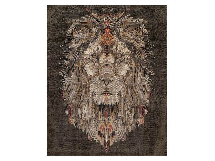 8'0" x 10'0" New Hand Knotted Brown Wool & Silk Rectangle Oriental Rug - MOA10292050