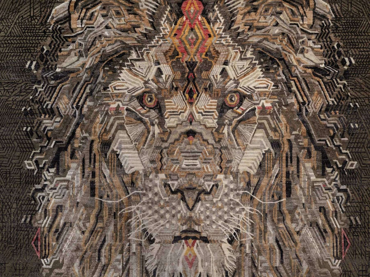 8'0" x 10'0" New Hand Knotted Brown Wool & Silk Rectangle Oriental Rug - MOA10292050