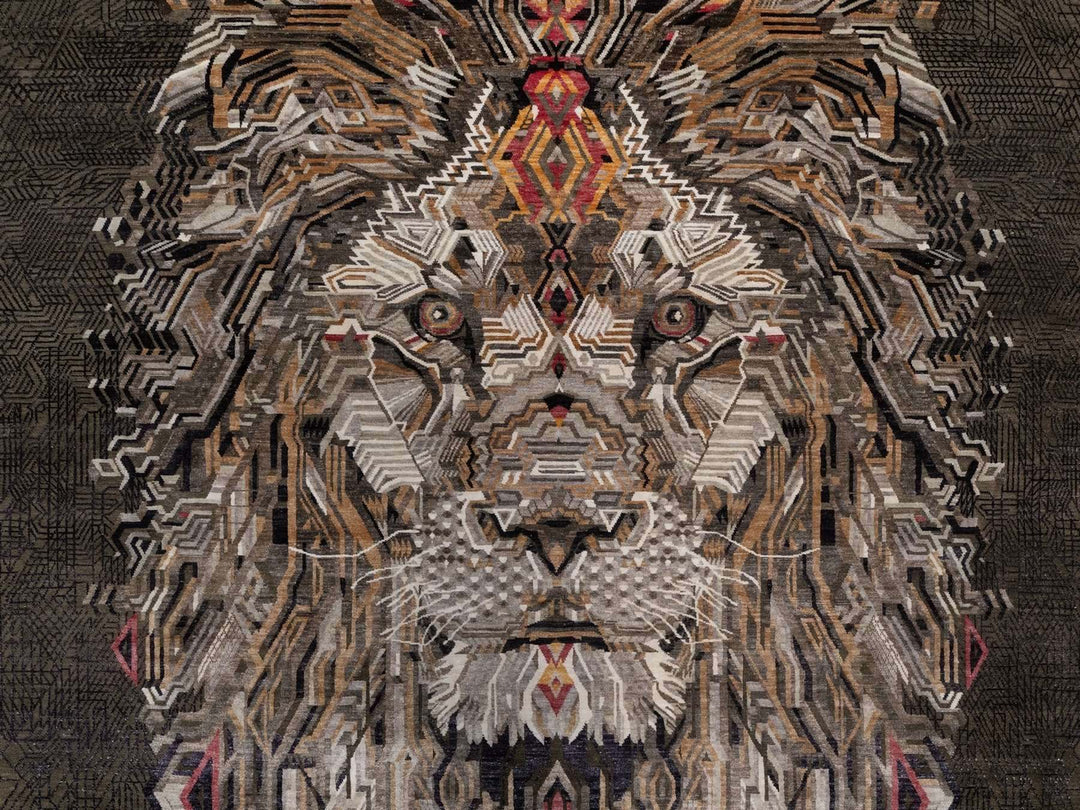 8'11" x 12'1" New Hand Knotted Brown Wool & Silk Rectangle Oriental Rug - MOA10292051