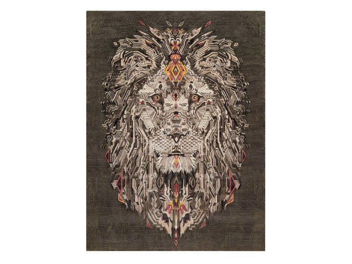 9'0" x 12'0" New Hand Knotted Brown Wool & Silk Rectangle Oriental Rug - MOA10292052