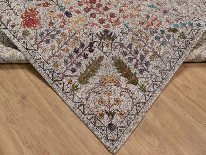 9'11" x 14'0" New Hand Knotted Ivory Wool & Silk Rectangle Oriental Rug - MOA10292054