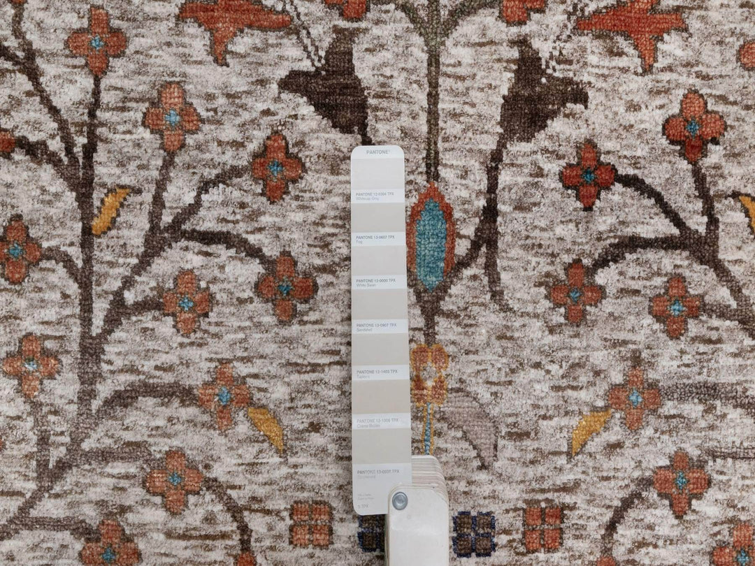 9'11" x 14'0" New Hand Knotted Ivory Wool & Silk Rectangle Oriental Rug - MOA10292054