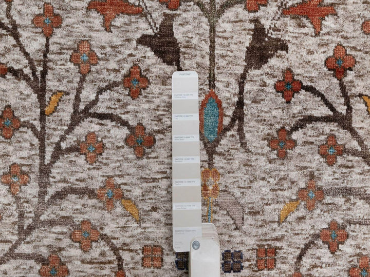 9'11" x 14'0" New Hand Knotted Ivory Wool & Silk Rectangle Oriental Rug - MOA10292054