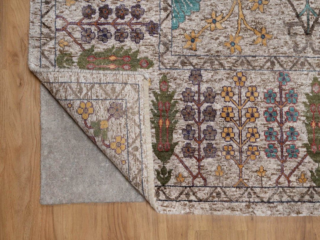 8'11" x 12'2" New Hand Knotted Ivory Wool & Silk Rectangle Oriental Rug - MOA10292055