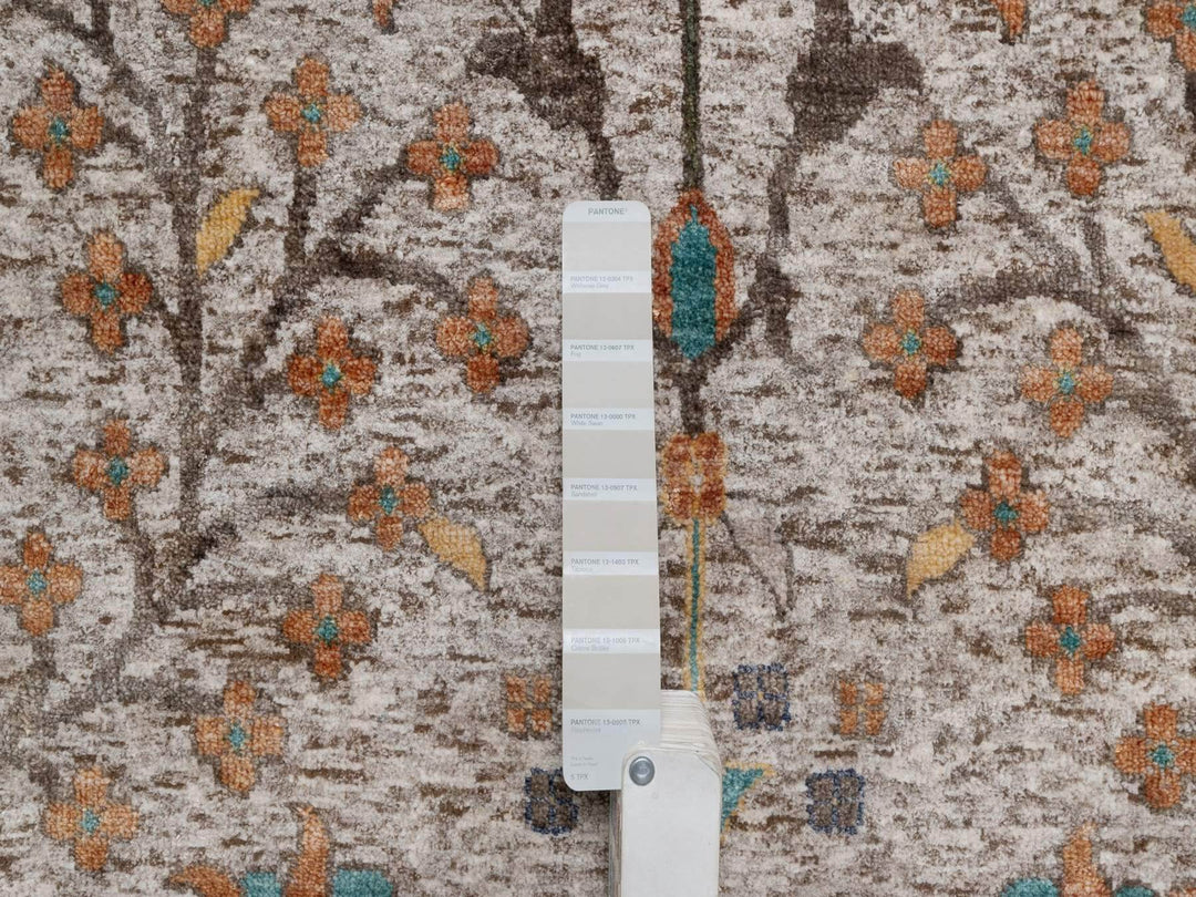 8'11" x 12'2" New Hand Knotted Ivory Wool & Silk Rectangle Oriental Rug - MOA10292055