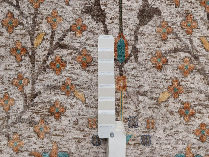 8'11" x 12'2" New Hand Knotted Ivory Wool & Silk Rectangle Oriental Rug - MOA10292055