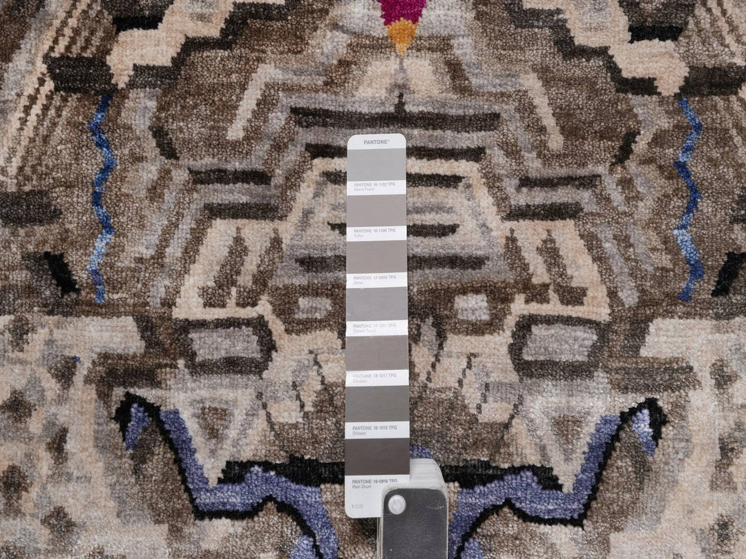 9'0" x 12'1" New Hand Knotted Black Wool & Silk Rectangle Oriental Rug - MOA10292056