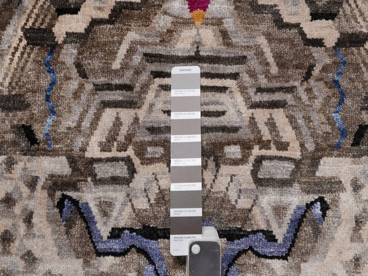 9'0" x 12'1" New Hand Knotted Black Wool & Silk Rectangle Oriental Rug - MOA10292056