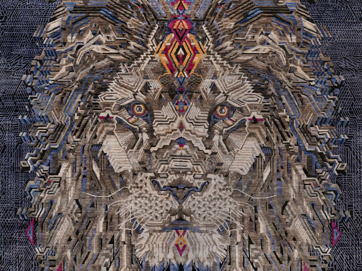 9'0" x 12'1" New Hand Knotted Black Wool & Silk Rectangle Oriental Rug - MOA10292056