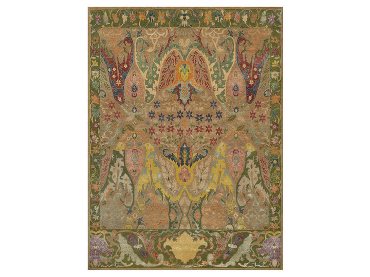 8'9" x 11'10" New Hand Knotted Brown Wool & Silk Rectangle Oriental Rug - MOA10292057