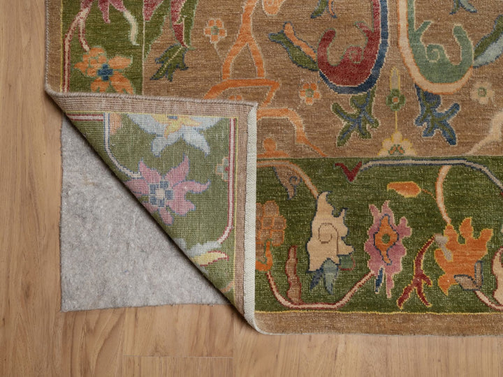 8'9" x 11'10" New Hand Knotted Brown Wool & Silk Rectangle Oriental Rug - MOA10292057