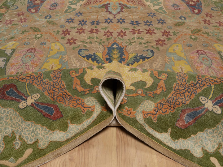 8'9" x 11'10" New Hand Knotted Brown Wool & Silk Rectangle Oriental Rug - MOA10292057