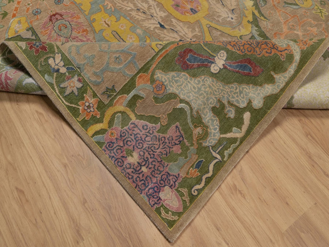 8'9" x 11'10" New Hand Knotted Brown Wool & Silk Rectangle Oriental Rug - MOA10292057