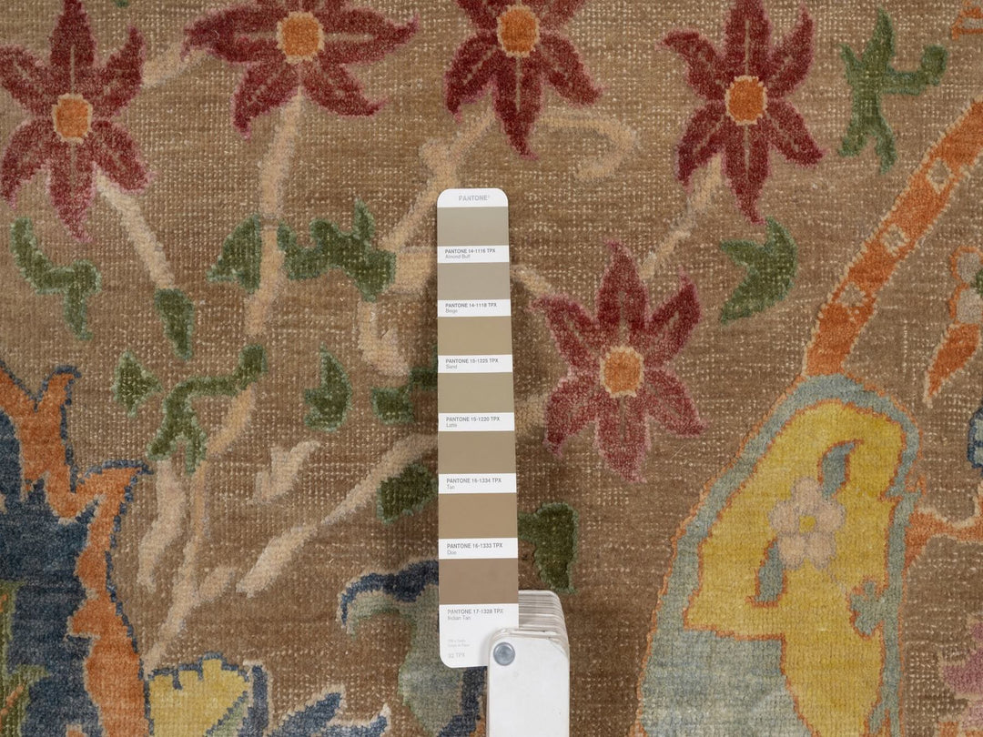 8'9" x 11'10" New Hand Knotted Brown Wool & Silk Rectangle Oriental Rug - MOA10292057