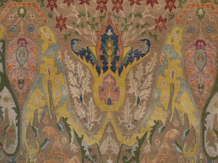 8'9" x 11'10" New Hand Knotted Brown Wool & Silk Rectangle Oriental Rug - MOA10292057