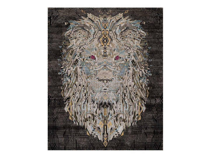 8'0" x 10'0" New Hand Knotted Black Wool & Silk Rectangle Oriental Rug - MOA10292058