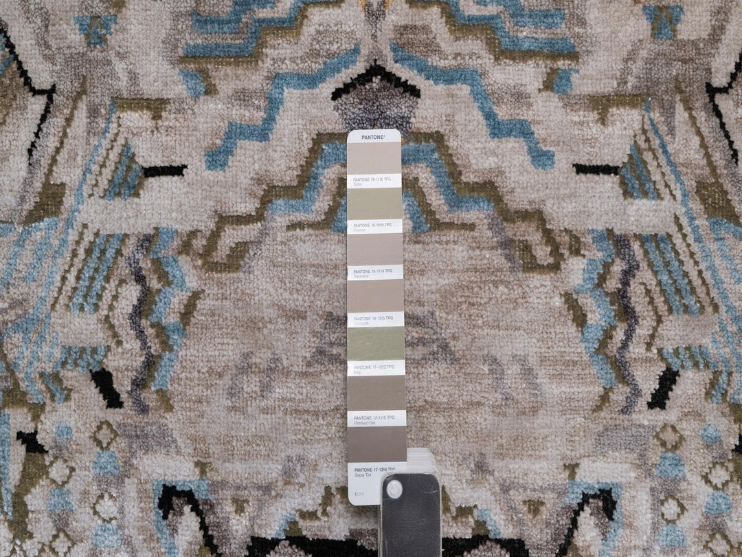 8'0" x 10'0" New Hand Knotted Black Wool & Silk Rectangle Oriental Rug - MOA10292058