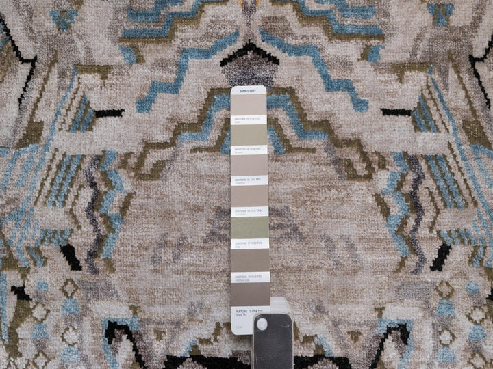 8'0" x 10'0" New Hand Knotted Black Wool & Silk Rectangle Oriental Rug - MOA10292058