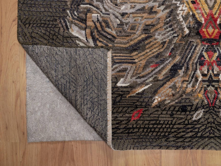 5'3" x 7'0" New Hand Knotted Brown Wool & Silk Rectangle Oriental Rug - MOA10292060