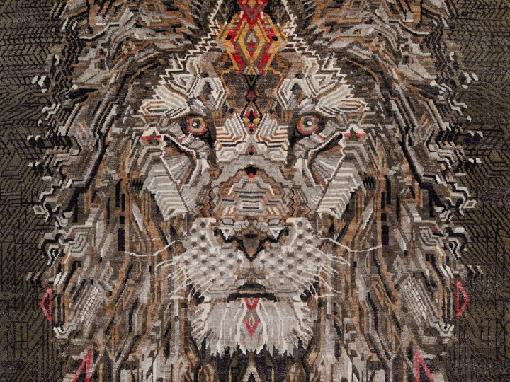 5'3" x 7'0" New Hand Knotted Brown Wool & Silk Rectangle Oriental Rug - MOA10292060