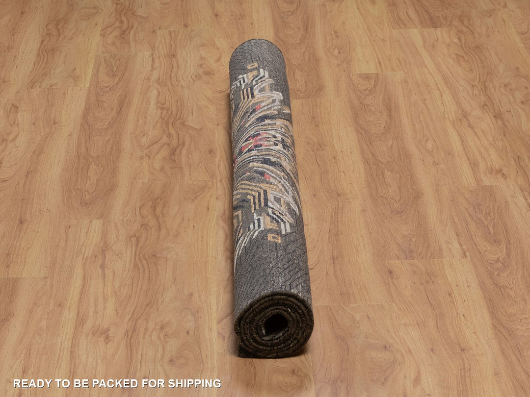 5'3" x 7'0" New Hand Knotted Brown Wool & Silk Rectangle Oriental Rug - MOA10292060