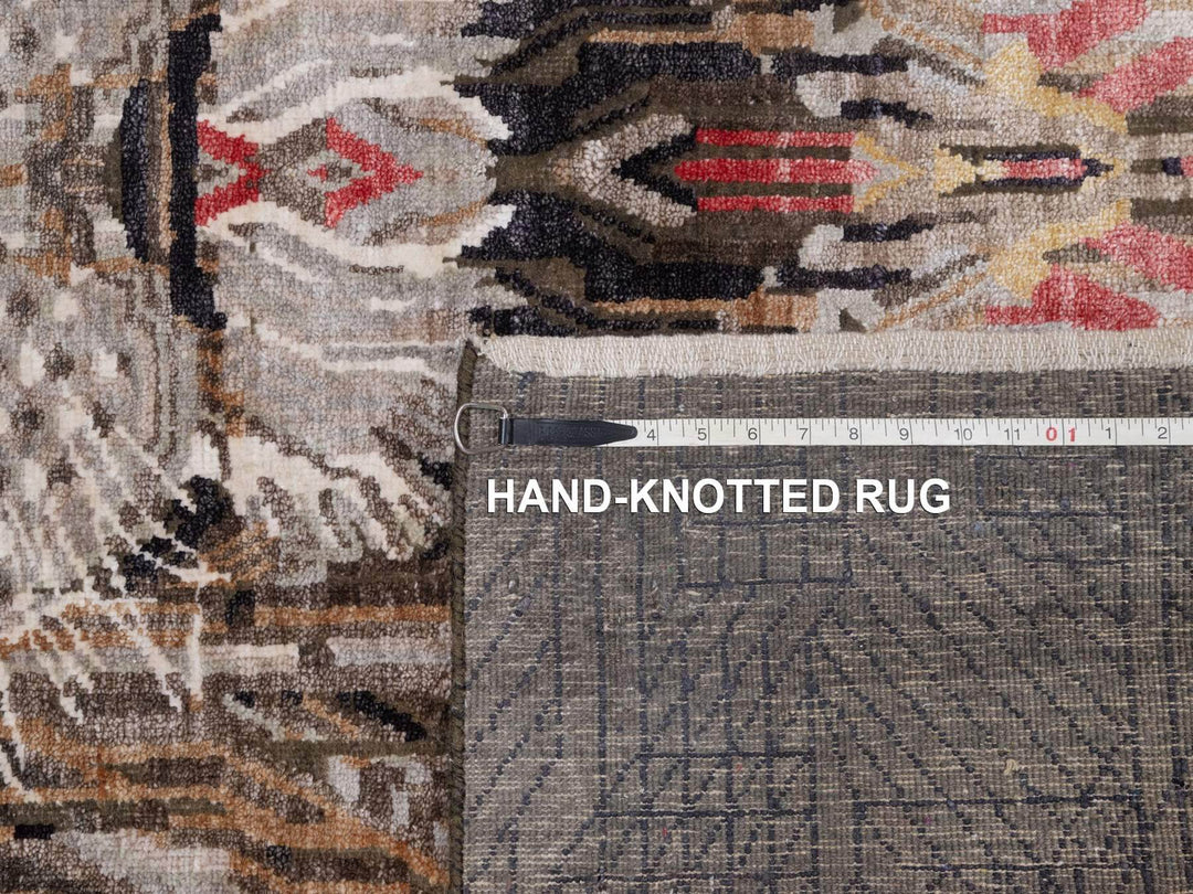 5'3" x 7'0" New Hand Knotted Brown Wool & Silk Rectangle Oriental Rug - MOA10292060