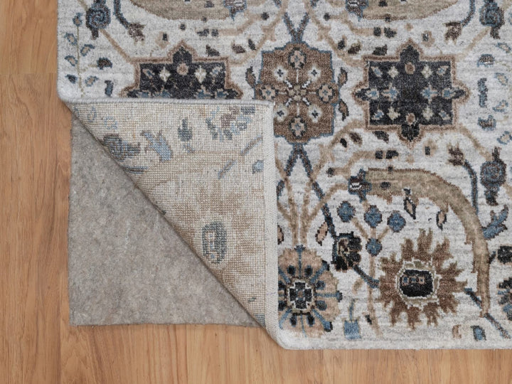 2'5" x 6'1" New Hand Knotted Grey Wool & Silk Runner Oriental Rug - MOA10292061