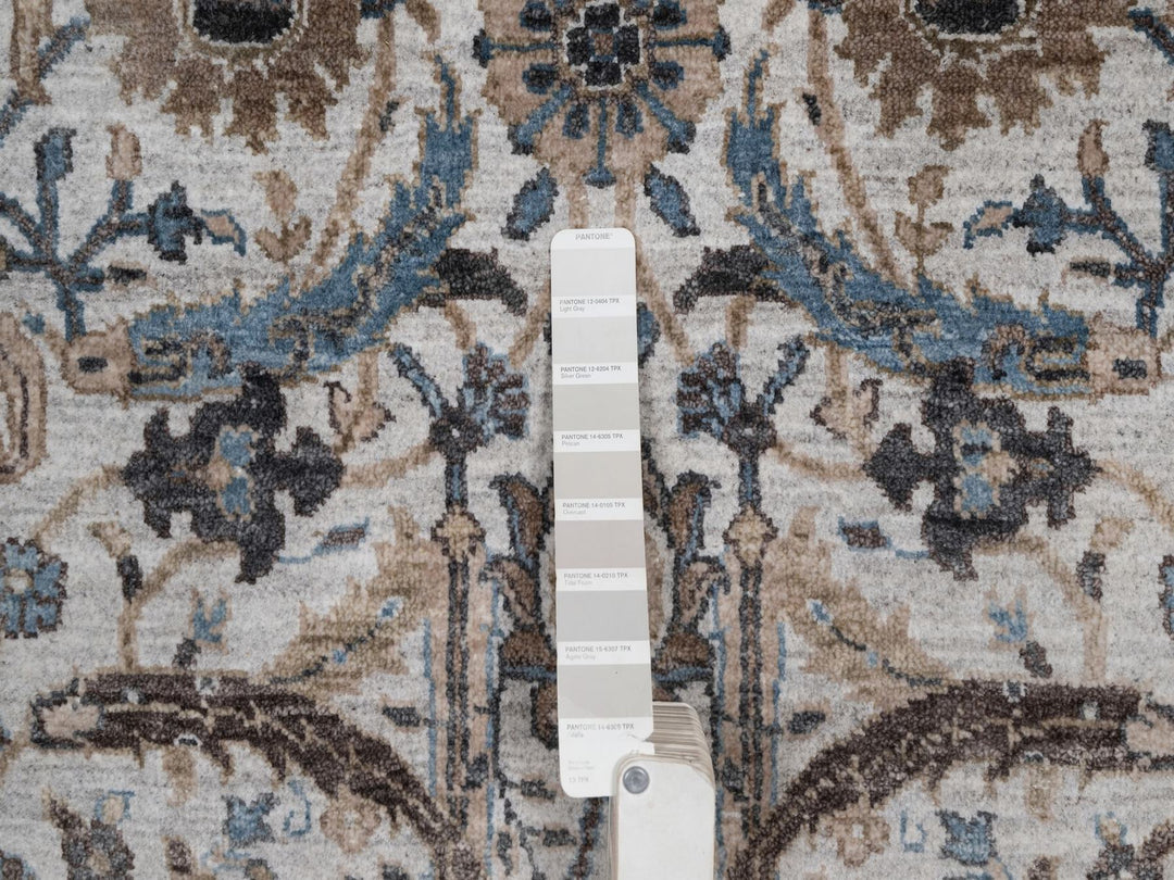 2'5" x 6'1" New Hand Knotted Grey Wool & Silk Runner Oriental Rug - MOA10292061