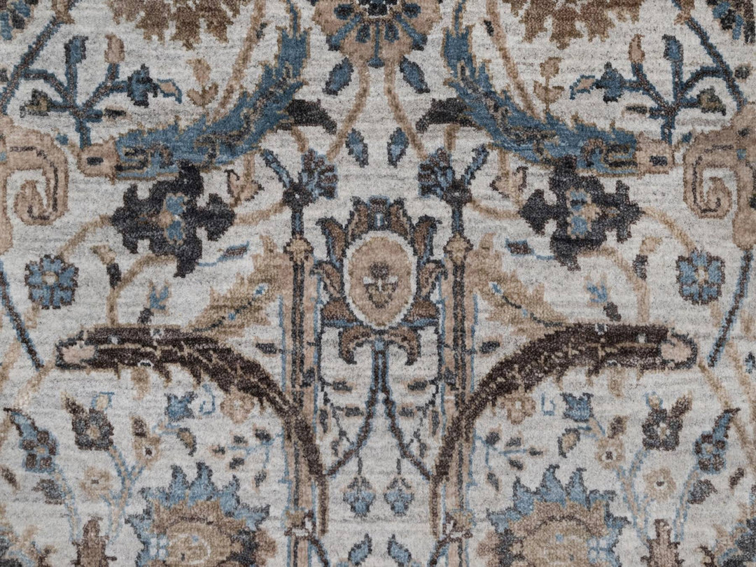 2'5" x 6'1" New Hand Knotted Grey Wool & Silk Runner Oriental Rug - MOA10292061