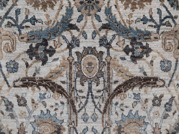 2'5" x 6'1" New Hand Knotted Grey Wool & Silk Runner Oriental Rug - MOA10292061