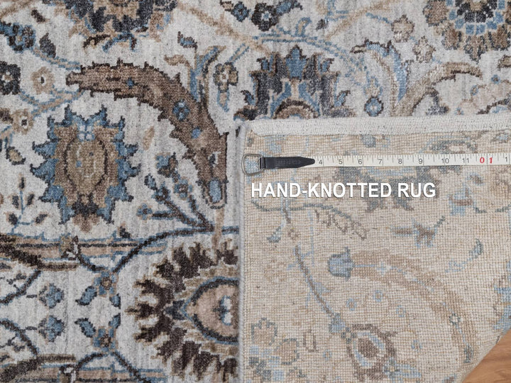 2'5" x 6'1" New Hand Knotted Grey Wool & Silk Runner Oriental Rug - MOA10292061