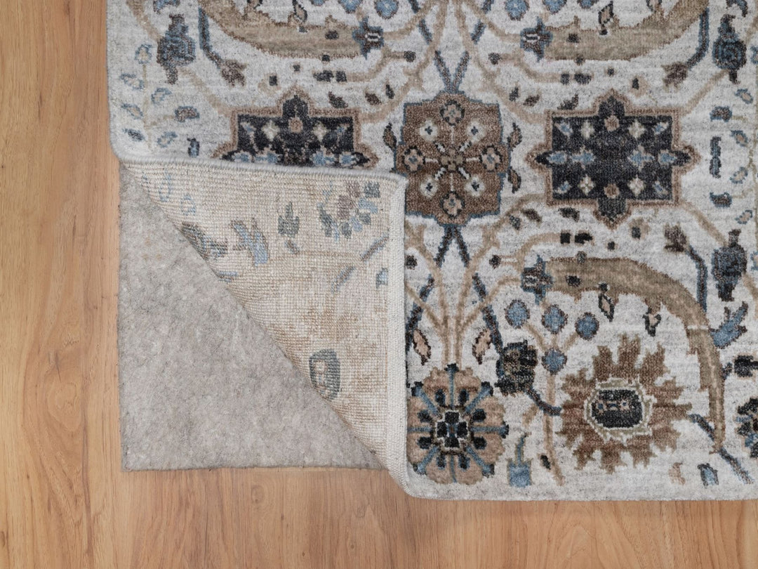 2'6" x 6'1" New Hand Knotted Grey Wool & Silk Runner Oriental Rug - MOA10292062