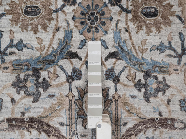 2'6" x 6'1" New Hand Knotted Grey Wool & Silk Runner Oriental Rug - MOA10292062