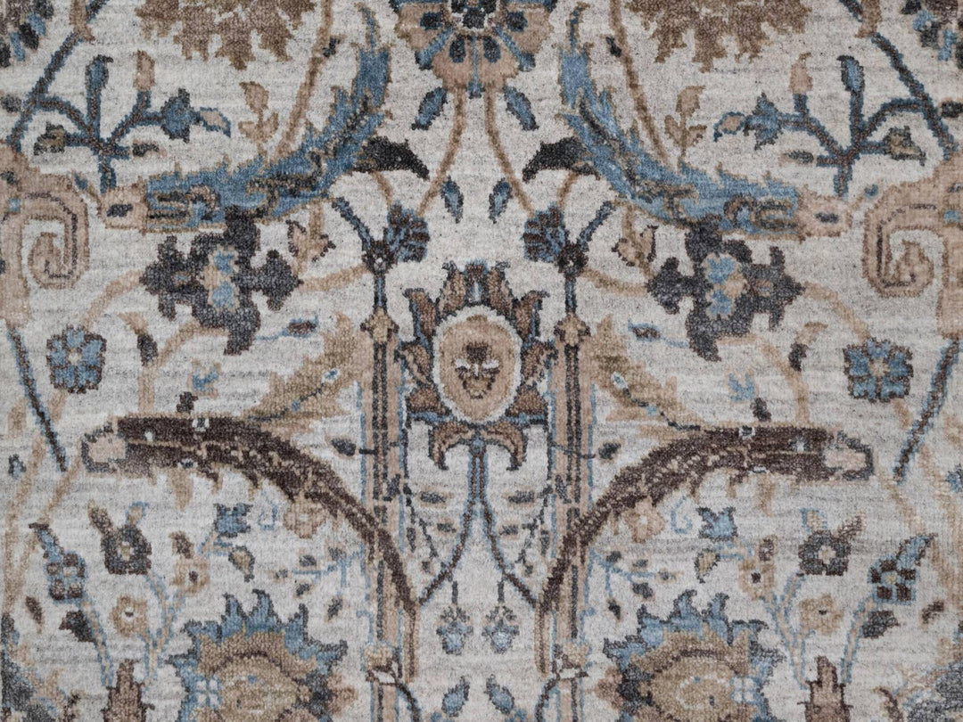 2'6" x 6'1" New Hand Knotted Grey Wool & Silk Runner Oriental Rug - MOA10292062