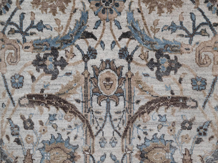 2'6" x 6'1" New Hand Knotted Grey Wool & Silk Runner Oriental Rug - MOA10292062