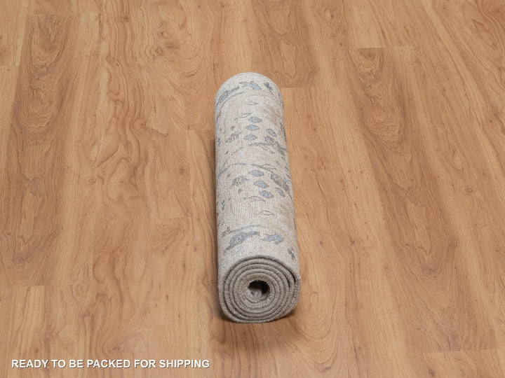 2'6" x 6'1" New Hand Knotted Grey Wool & Silk Runner Oriental Rug - MOA10292062