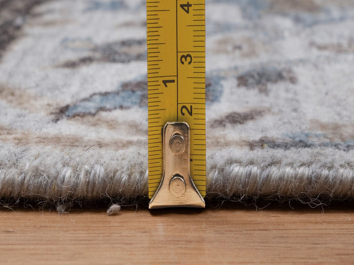 2'6" x 6'1" New Hand Knotted Grey Wool & Silk Runner Oriental Rug - MOA10292062