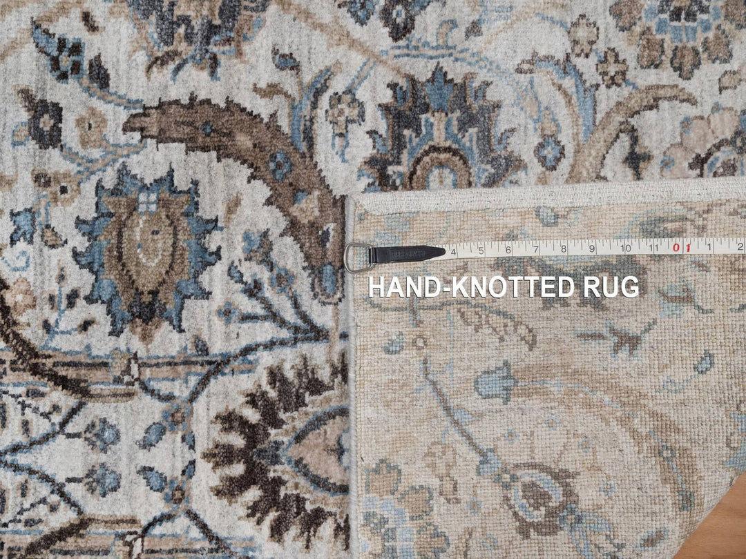 2'6" x 6'1" New Hand Knotted Grey Wool & Silk Runner Oriental Rug - MOA10292062