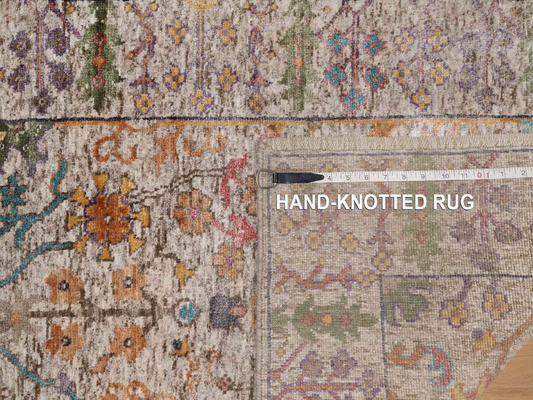 2'8" x 8'2" New Hand Knotted Ivory Wool & Silk Runner Oriental Rug - MOA10292064