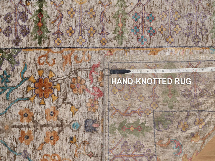 2'8" x 8'2" New Hand Knotted Ivory Wool & Silk Runner Oriental Rug - MOA10292064