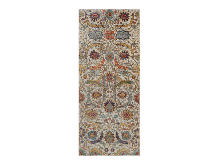 2'6" x 6'0" New Hand Knotted Ivory Wool & Silk Runner Oriental Rug - MOA10292065