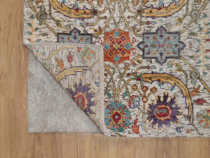 2'6" x 6'0" New Hand Knotted Ivory Wool & Silk Runner Oriental Rug - MOA10292065