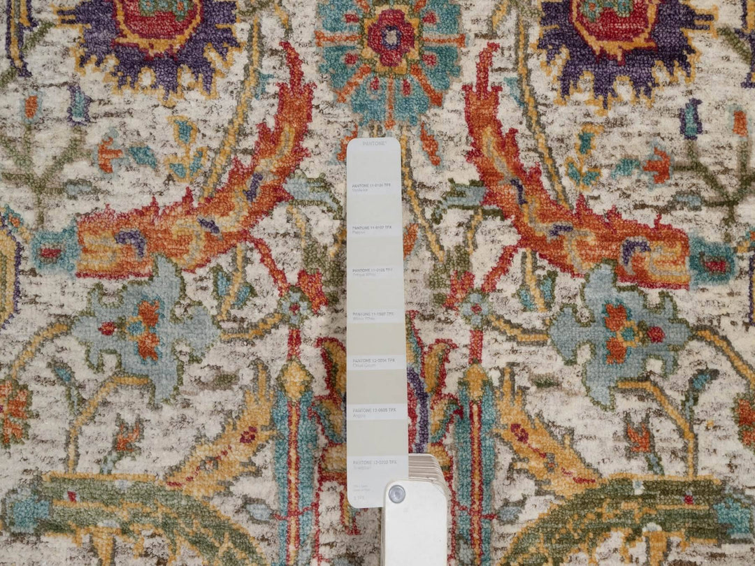 2'6" x 6'0" New Hand Knotted Ivory Wool & Silk Runner Oriental Rug - MOA10292065