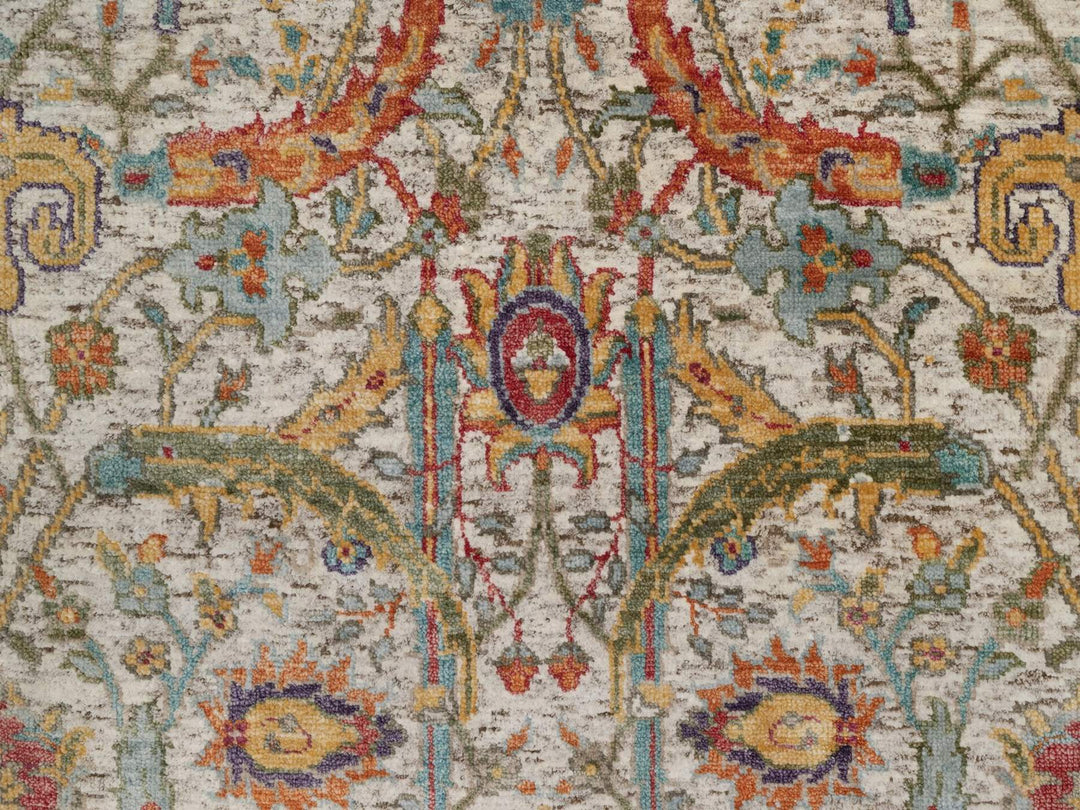 2'6" x 6'0" New Hand Knotted Ivory Wool & Silk Runner Oriental Rug - MOA10292065