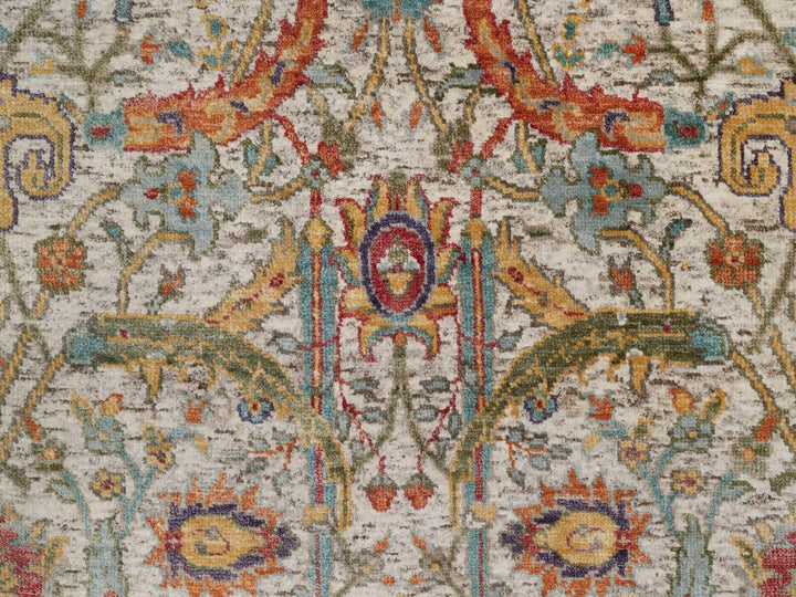 2'6" x 6'0" New Hand Knotted Ivory Wool & Silk Runner Oriental Rug - MOA10292065